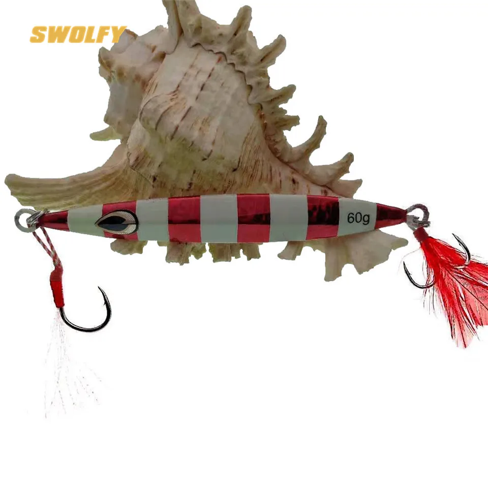 Swolfy 3 шт. 60 г медленно встряхивающаяся металлическая рыболовная ложка для