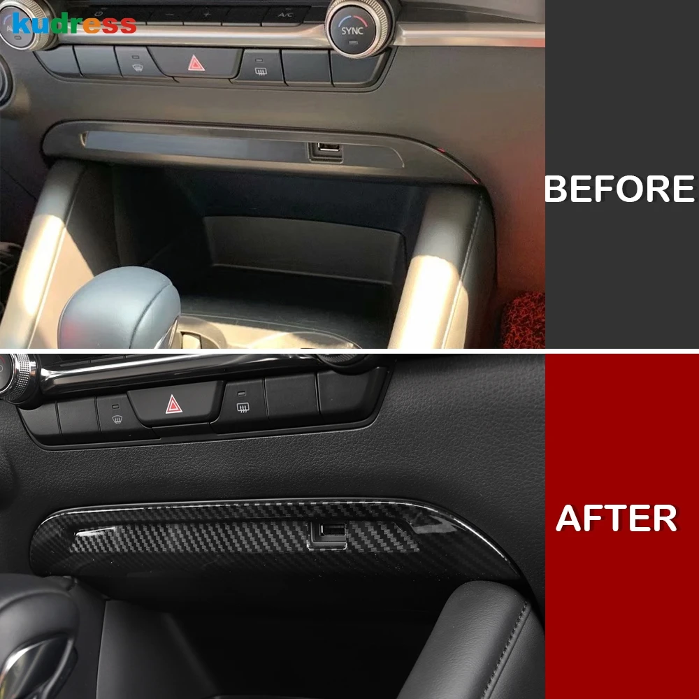 Для Mazda 3 M3 Axela 2019 2020 Углеволокно заряд питания USB накладка панель наклейка