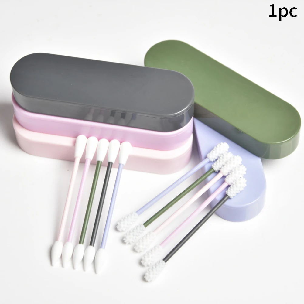 2PCS Reusable Soft Portable Cotton Swab Practical Cleaning Sticks Buds Delicate Accessories Double Head Lightweight Silicone | Красота и