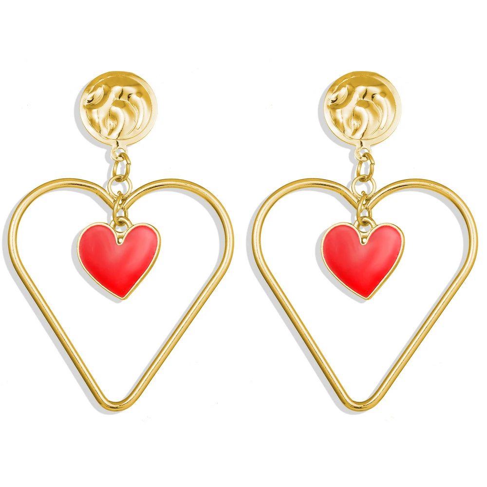 New Boho Fashion Gold Faux Pearl Eyes Mouth Heart Shaped Geometry Pendant Earrings For Women Vintage Earring Jewelry Party Gift | Украшения