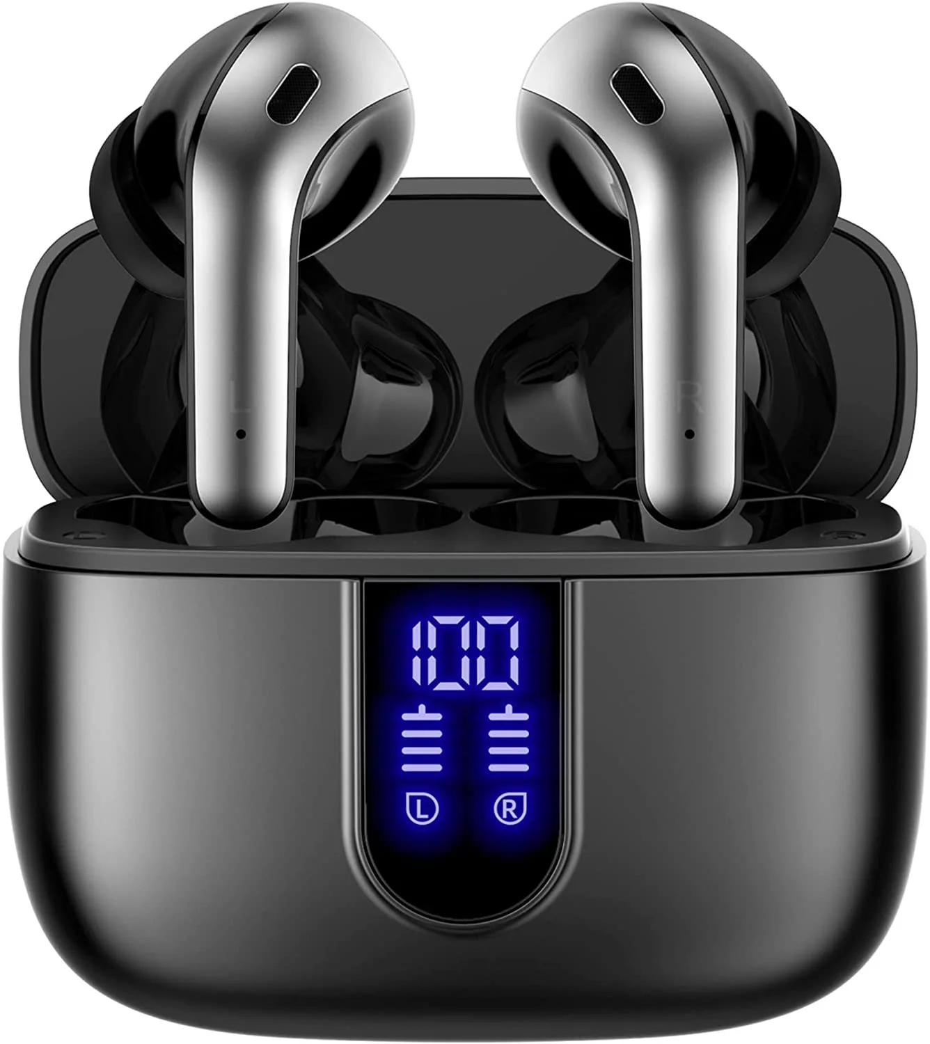 

True Wireless Earbuds 60H Playback LED Power Display Earphones with Wireless Charging Case IPX5 Waterproof in-Ear Earbuds with