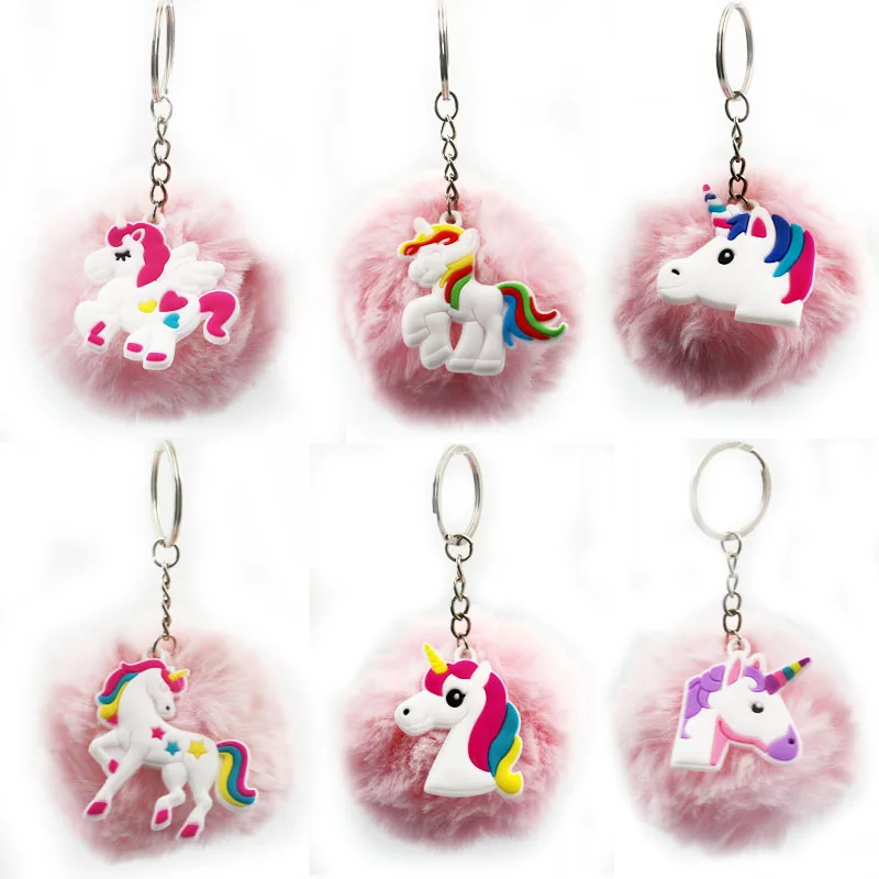 Модный Diy милый Сказочный ПВХ Единорог плюшевый шар помпон брелок лошадь
