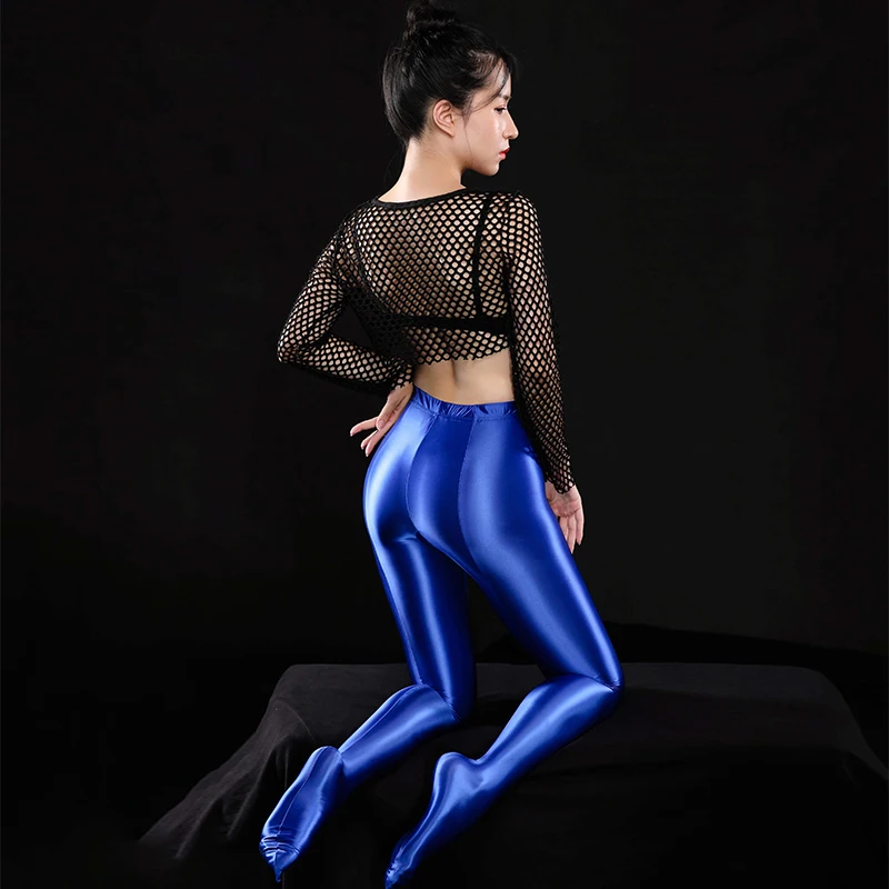 Гладкие штаны для йоги полностью эластичная танцевальная одежда пикантные