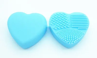 blue Красочный в форме сердца Чистый Макияж Кисти для мытья кисти кремнезема перчатки скруббер доска косметические очищающие средства для макияжа Кисти 1 шт - Handle Color: blue
