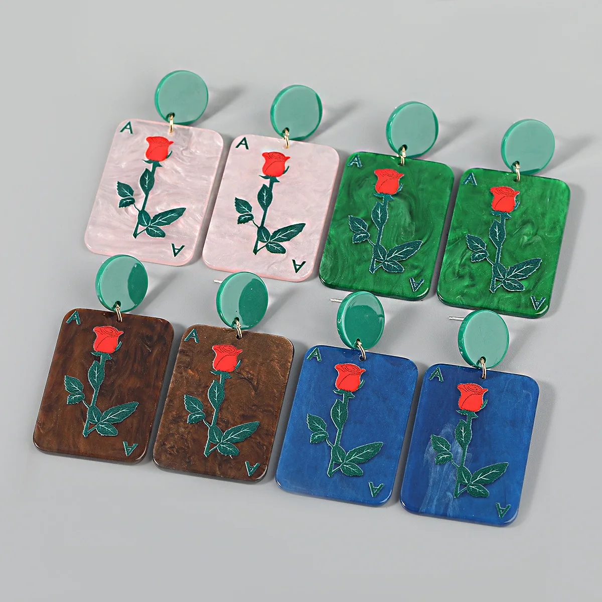 

Fashion Metal Resin Rose Earrings Female Popular Cute Dangle Earrings Party Accessories Jewelry for Women