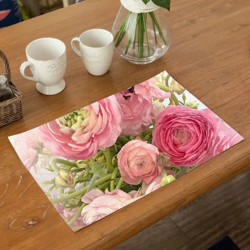 Fuwatacchi Coffee Place Mat Linen Ramadan Dining Table Placemat Tableware Fiber Pad Coaster Eid Party Supplies Table Placemats