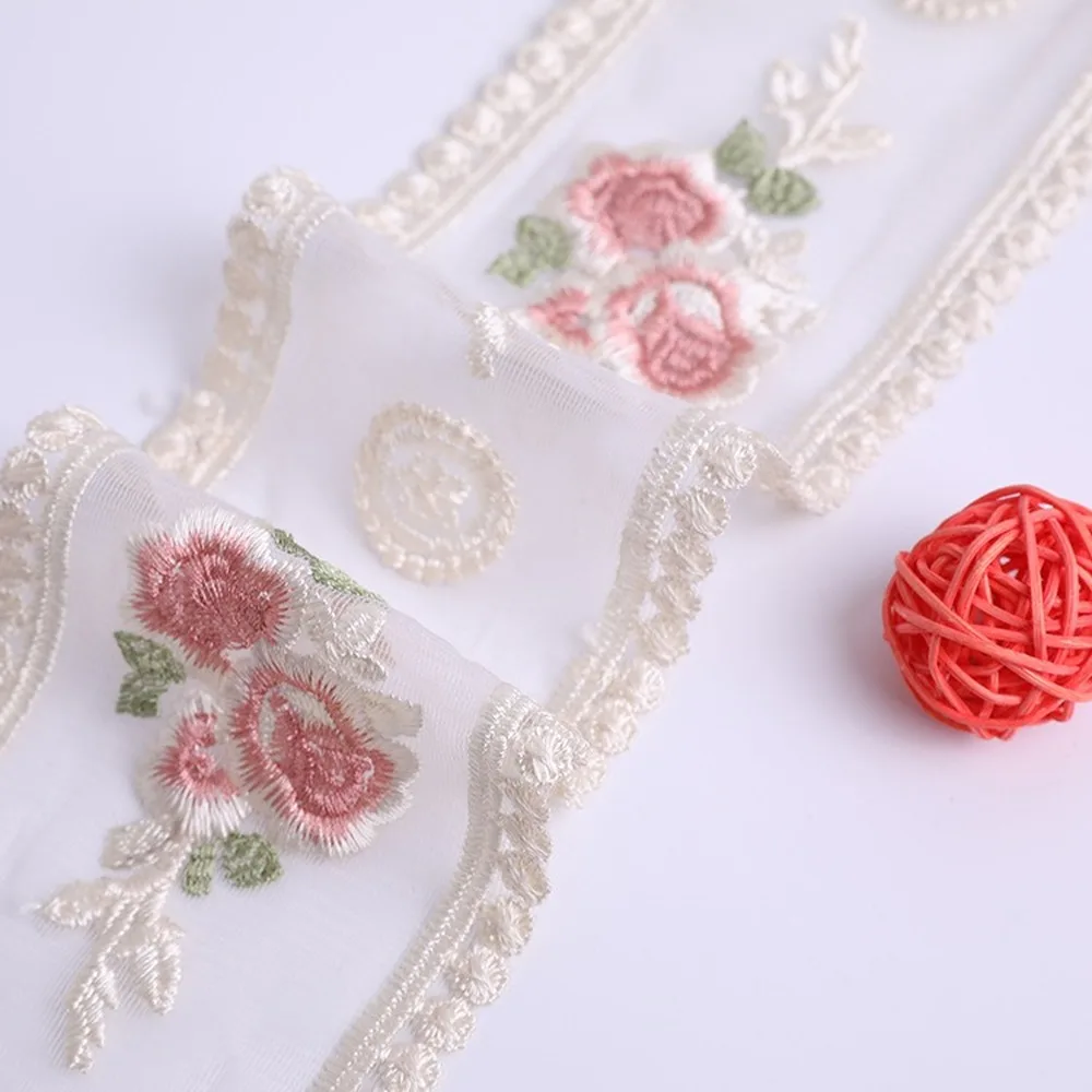 Лента для волос с вышивкой в виде роз прозрачная сетчатая лента цвета слоновой