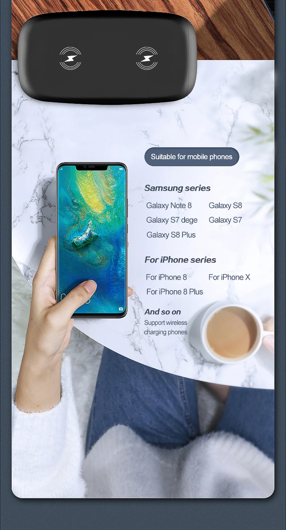 10 Вт Qi Беспроводная зарядная подставка для iPhone 11 Pro X XS MAX быстрая Беспроводная зарядная станция Док-станция для Xiaomi samsung Note 8 9 10