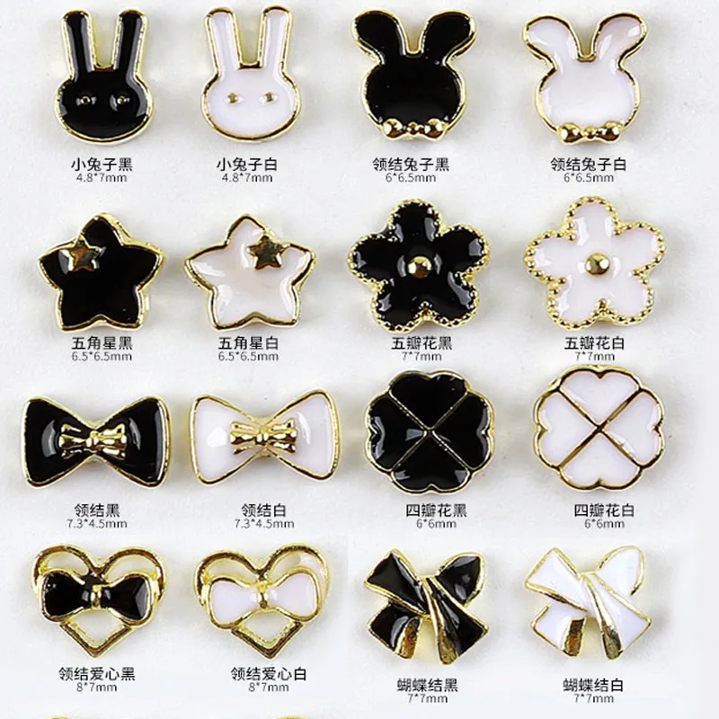 

10Pcs Nail Art Alloy Charms Rabbit Bowtie Flower Nail Art Charms Alloy Nail Rhinestones For DIY Manicure 3D Metal Crafts