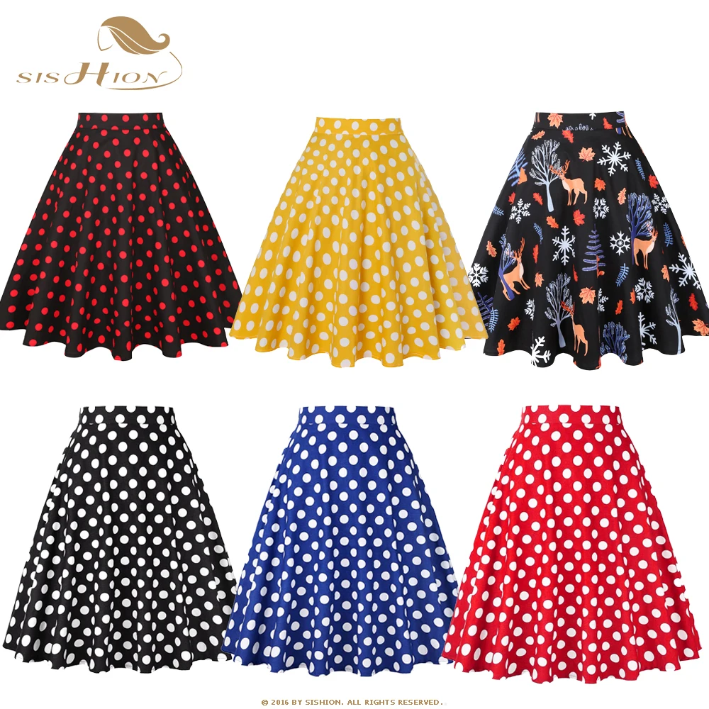 Женская винтажная Юбка миди SISHION красная или черная хлопковая подиумная юбка в