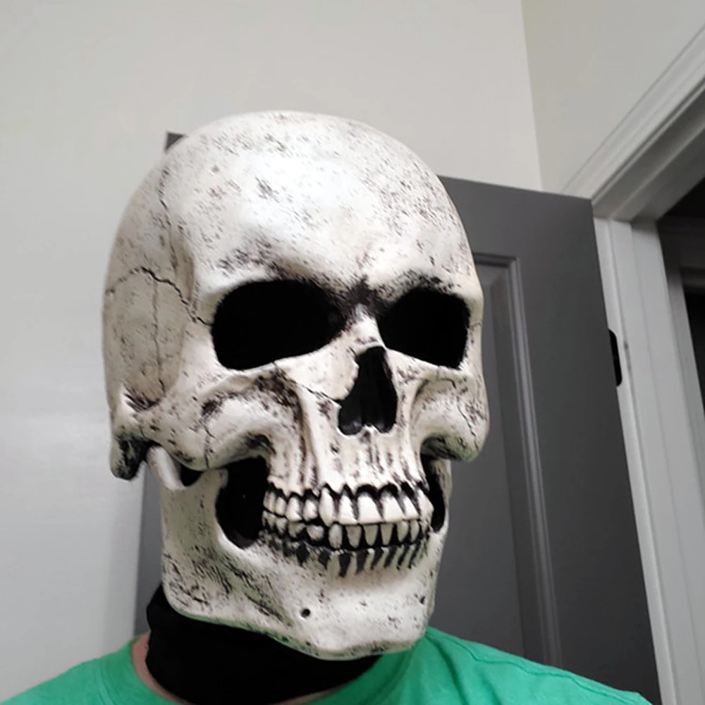 Mascarilla de cabeza completa con mand&iacute;bula m&oacute;vil para Halloween, m&aacute;scara de Calavera, decoraci&oacute;n de terror y Horror, Cosplay, fiesta, regalo, 2021-3