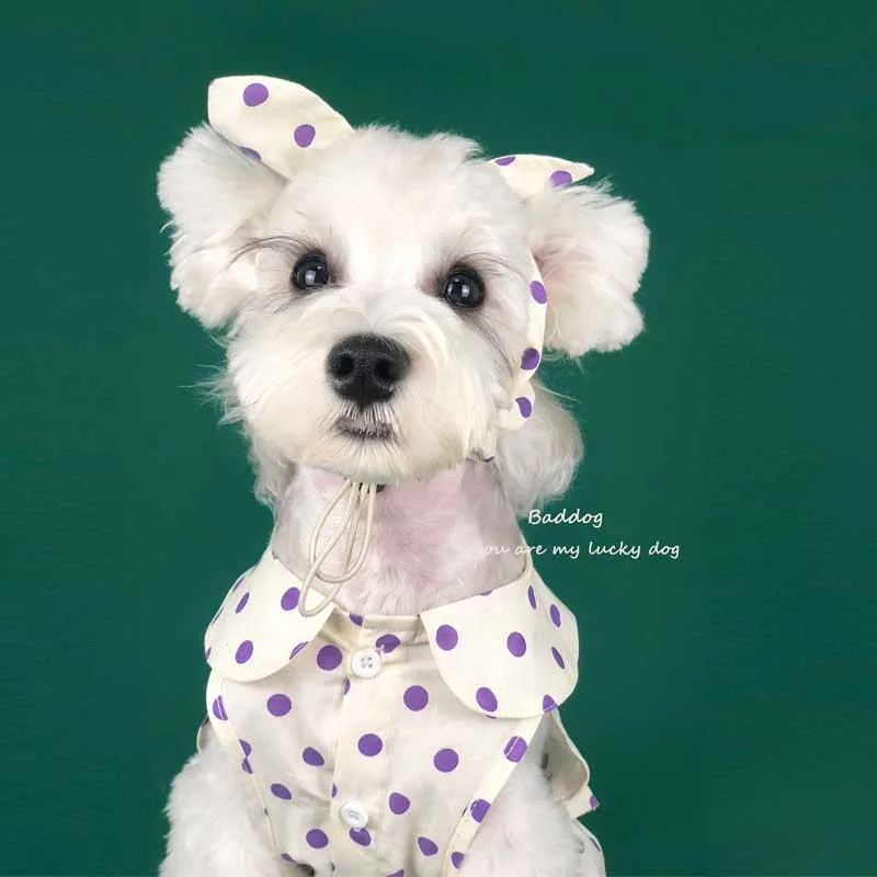 

Cute Polka Dot Ribbon Dog Dress Dog Clothes Cozy Dog Shirt Pet Dress