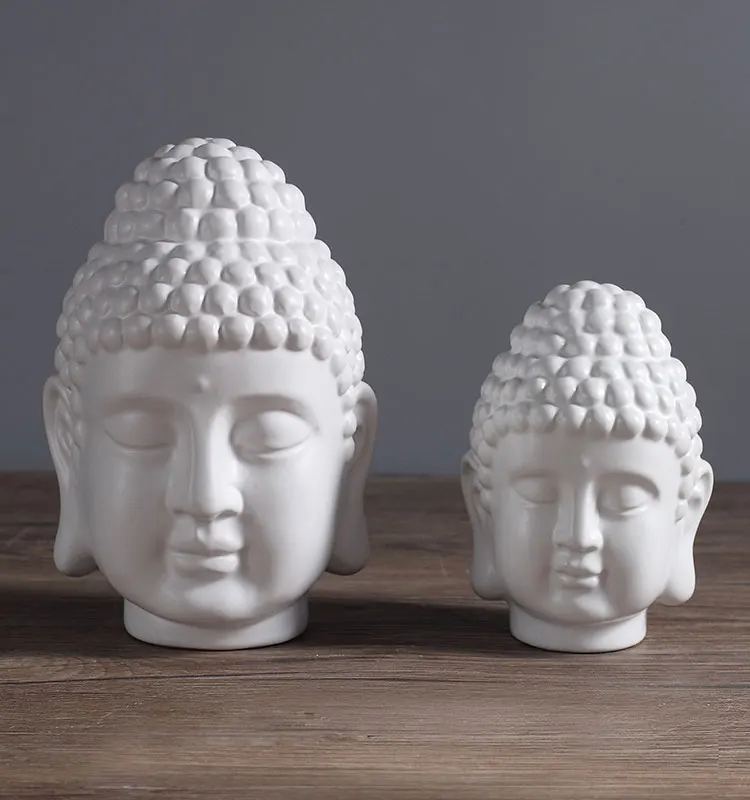 Статуэтка с головой Будды ручная работа керамическая статуэтка матовая керамика