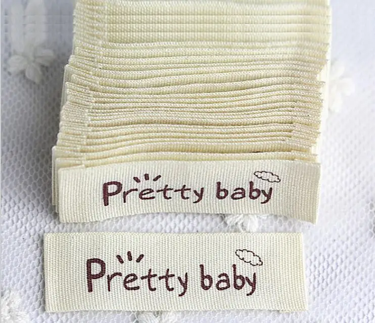 Индивидуальный дизайн одноцветная печать натуральный белый хлопок этикетки для