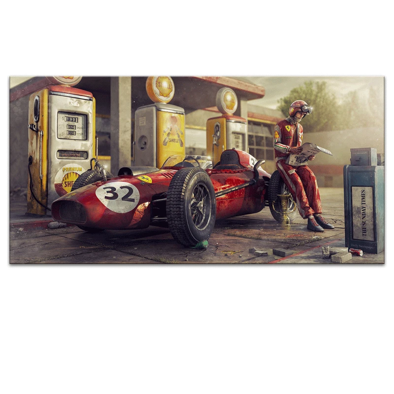 ВИНТАЖНЫЙ ПЛАКАТ с машинками Ferraris Classic Racing F1 гоночный автомобиль художественная