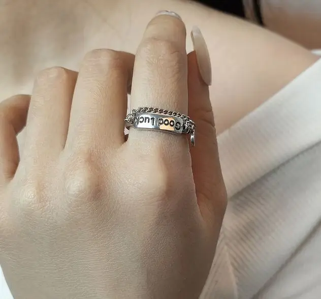 Серебряные корейские модные тайские серебряные кольца с алфавитом смайлик