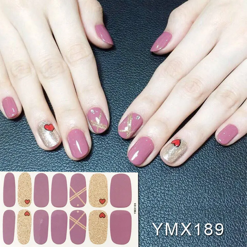 Recuerdame YMX242 твердый блестящий дизайн ногтей наклейки лак клей полный для