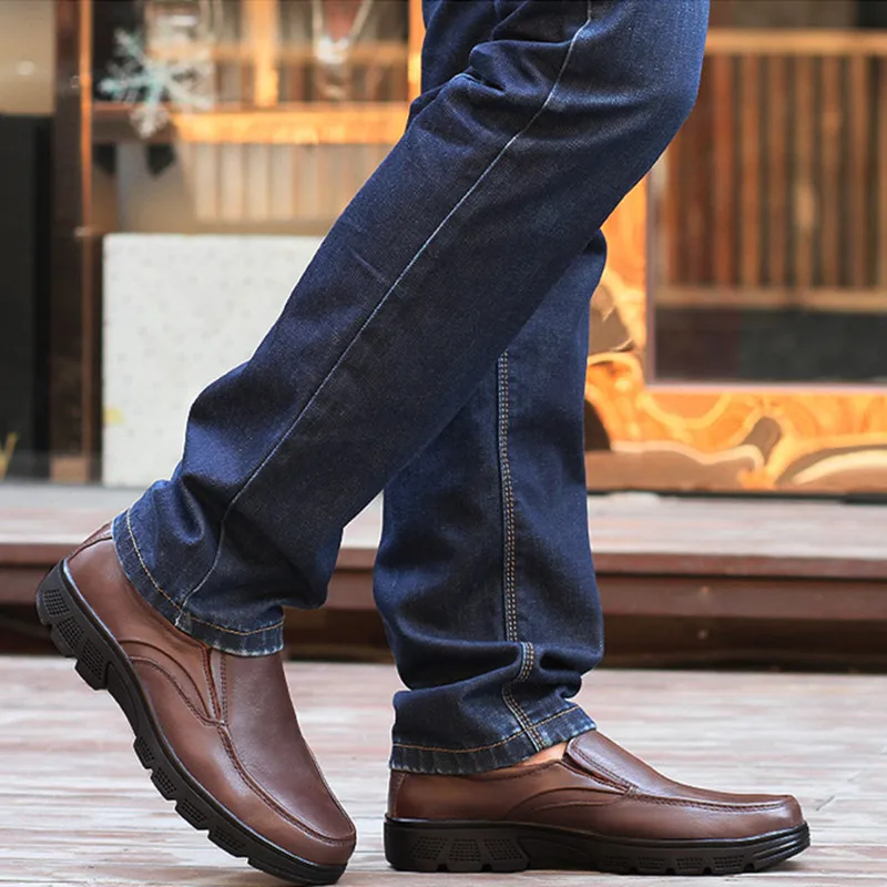 Size 50 Men Genuine Leather Shoes Business Dress Moccasins Flats Slip On Loafers New Mens Casual | Обувь