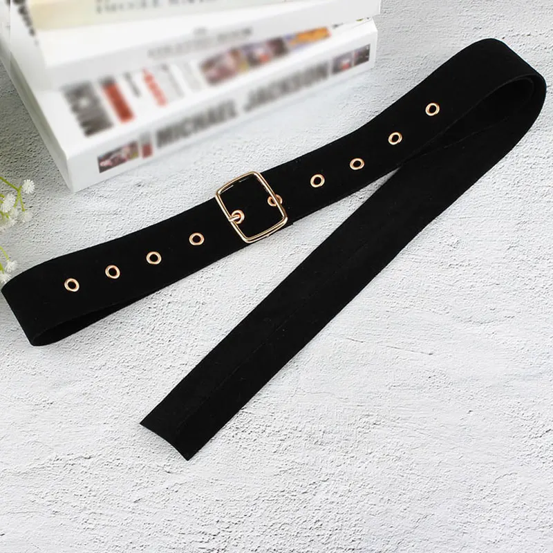 

Pin Buckle Waistbelts Women Belt Soft Black Wide Waist Belt Heart Round Square Metal Buckle Velvet Strap Waistbands Cummerband