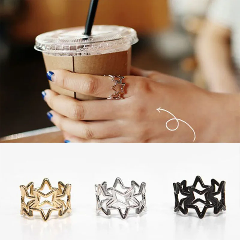 Timlee R041 Новые простые персональные выдолбленные кольца из сплава с пятиконечной