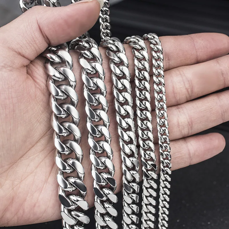 

HNSP Oversized 14MM Stainless Steel Chain Cuban Necklace For Men Neck Punk Jewelry Male Chains