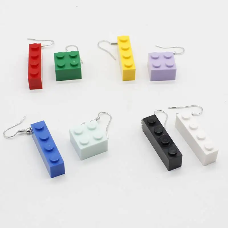 Висячие модели милые серьги капли с интересными строительными блоками