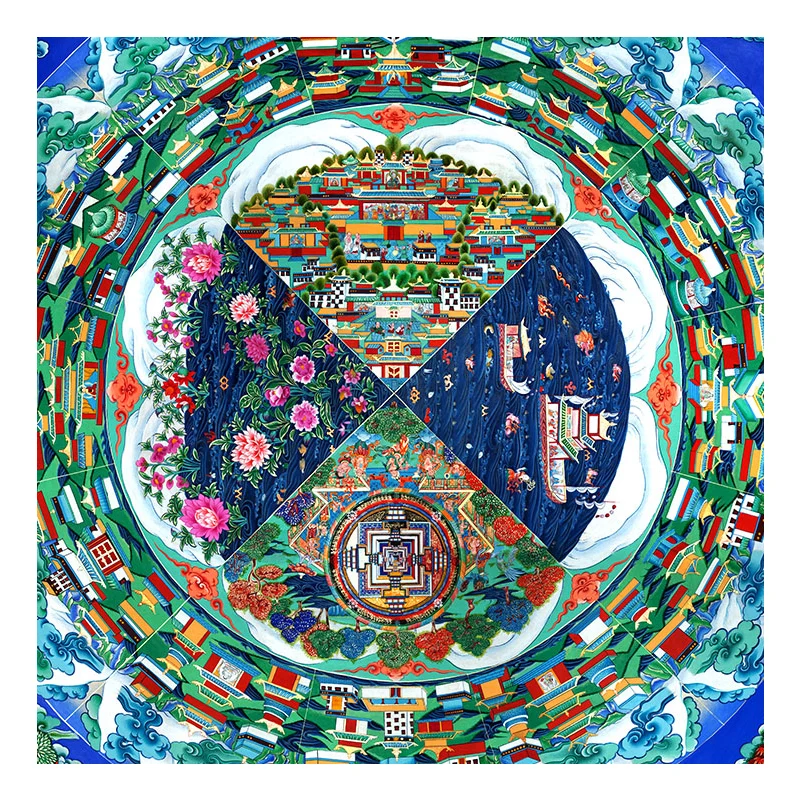 Тибетский тангка религиозные фрески буддизм Безрамная печать высокой четкости