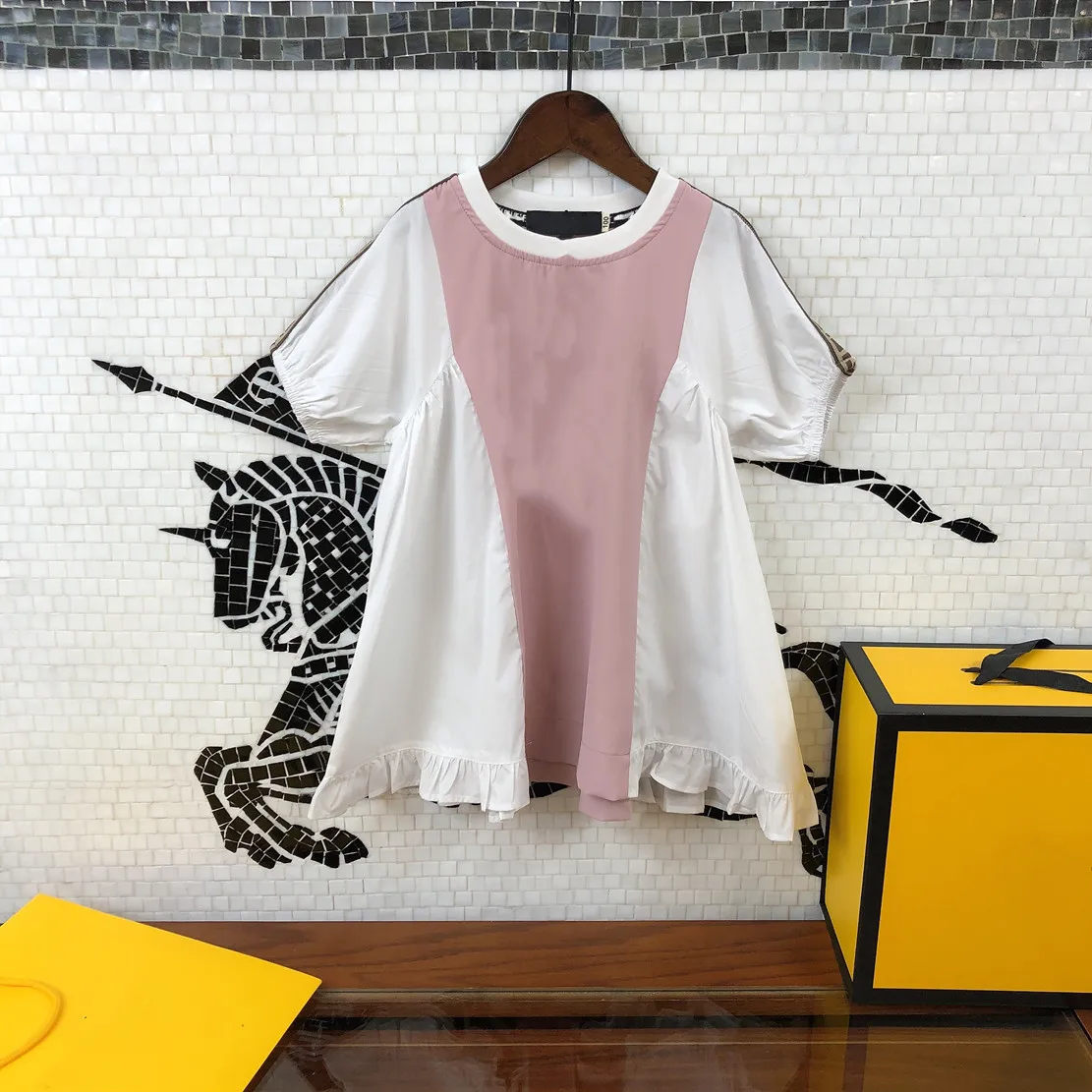 

Summer New fashion pretty baby kids Brief dress Gradient cotton Turn-down Collar dress for girl outfit