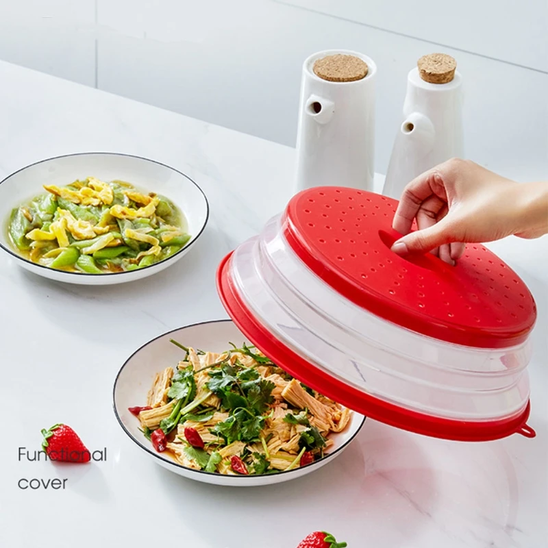 

Vented Collapsible Microwave Lid Splatter Proof Food Plate Cover Easy Grip Handle Vapor Holes Dishwasher Safe BPA-Free