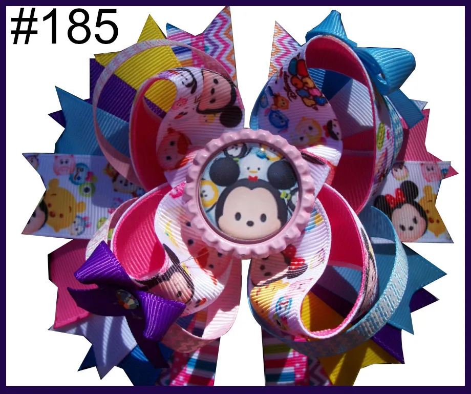 Новейшая 24 шт. 5,5 ''вдохновил бант волосы популярный персонаж бант для волос с подкладкой зажимы бутик для девочек заколки для волос в
