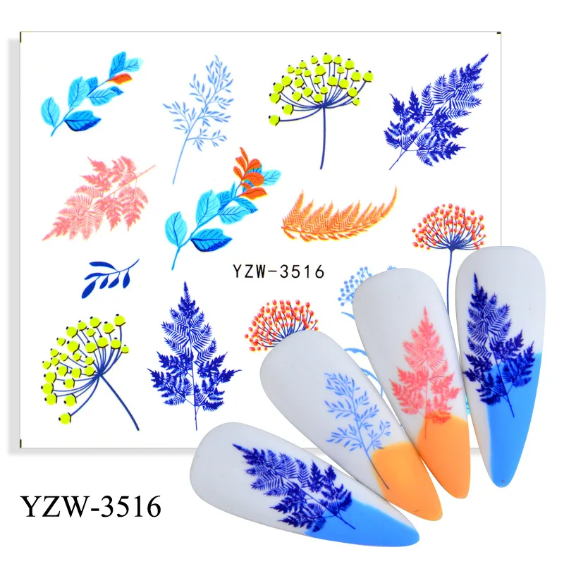 

Rosalind Nail Butterfly Stickers Watercolor Decals Blue Flowers Sliders Wraps Manicure Summer Nail Art Decorations Accesoires