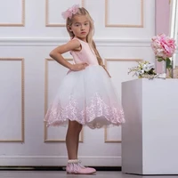 cute pink princess flower girl dresses backless birthday bow pageant communion robe de demoiselle official wedding party