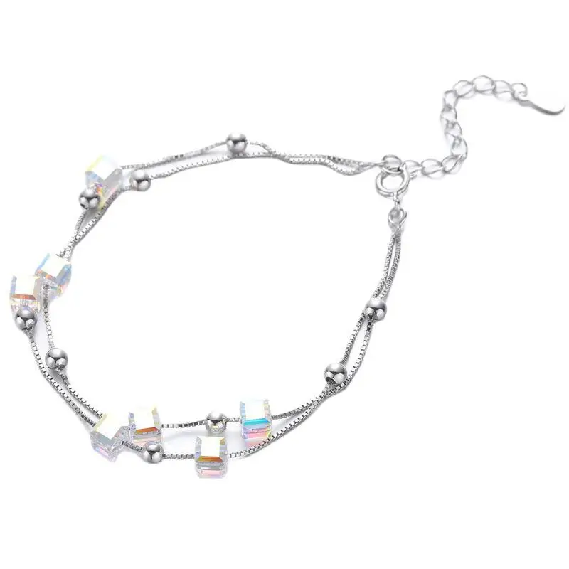 

SODROV Aurora Crystal Bracelet Silver Bracelets for Women Sterling Silver 925 Women Accessories Charm Bracelet
