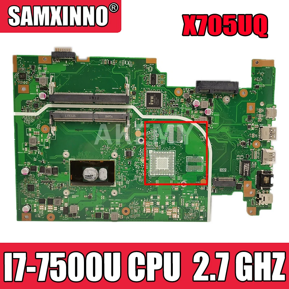 

For ASUS Vivobook 17 X705UQ X705UAP X705UAR X705UA X705U X705NA Laptop motherboard Mainboard I7-7500U CPU 2.7 GHZ