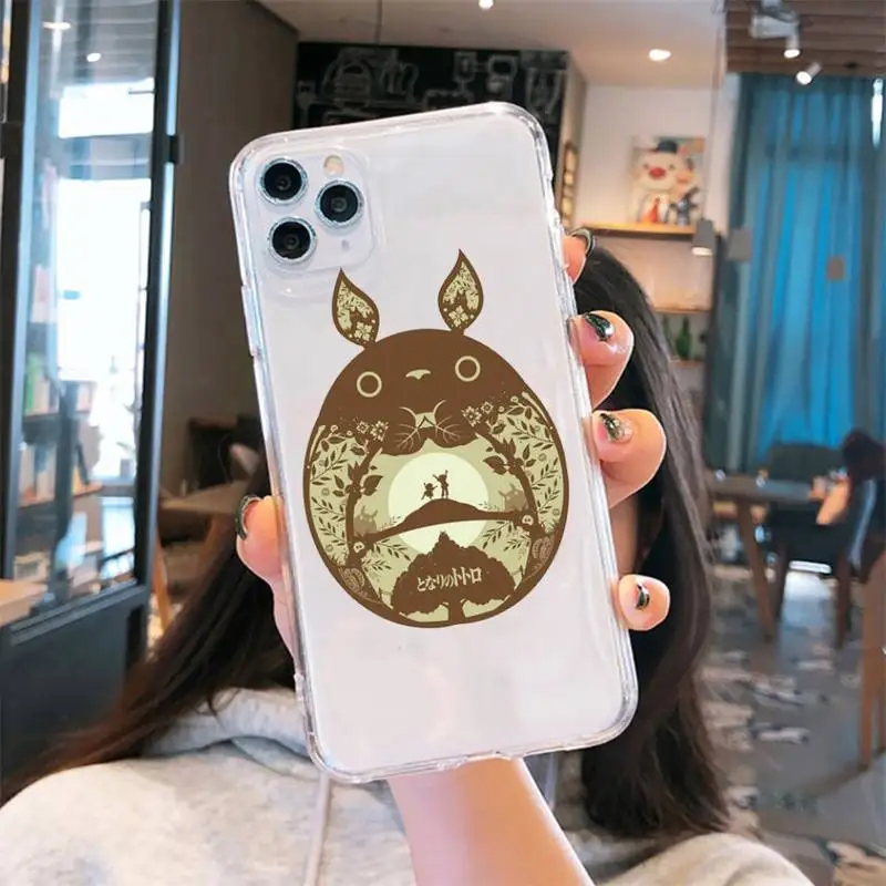 

Cartoon Ghibli Miyazaki Totoro Phone Cases Transparent for iPhone 6 7 8 11 12 s mini pro X XS XR MAX Plus cover funda shell