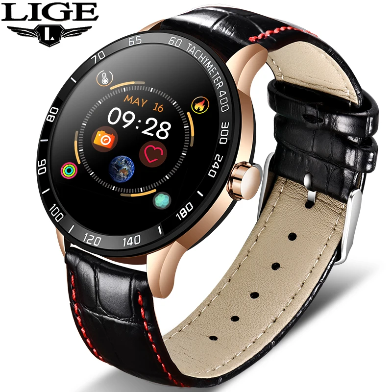 Смарт часы LIGE мужские водонепроницаемые с шагомером пульсометром тонометром и