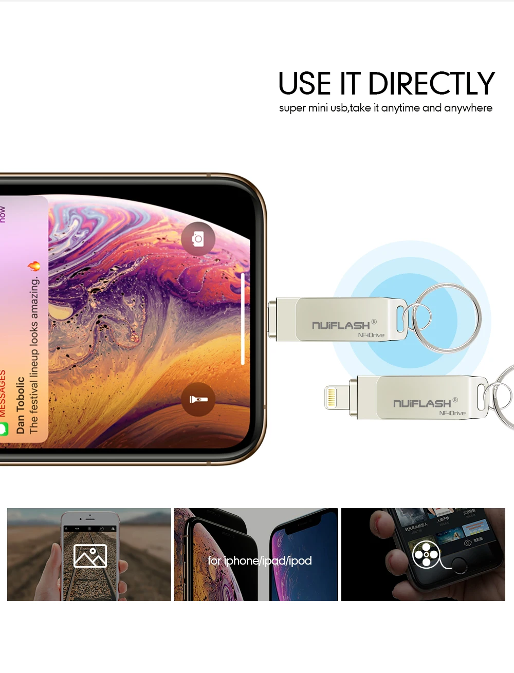 OTG USB флеш-накопитель Usb 3,0 флеш-накопитель для iPhone/iPAD/Android смартфонов/планшетов/ПК 8 ГБ 16 ГБ 32 ГБ 64 Гб 128 ГБ флешка