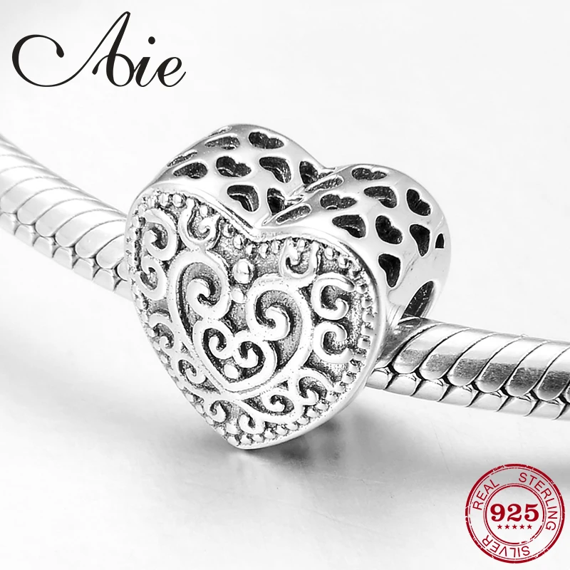 Новые искусственные серебряные бусины в форме сердца Европейский женский