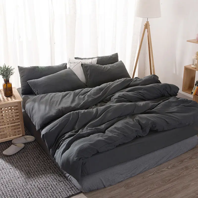 

Bedding Set Queen Four-piece Set for Double Bed Solid Color Quilt Cover Sheet College Dormitory Single Three-piece Set