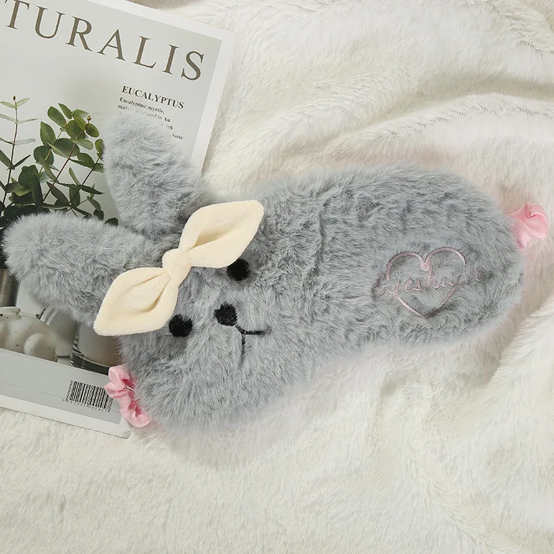 Gray Rabbit Мультяшная маска для сна с милым кроликом и медвежьим глазом, плюшевая маска для сна, маска для отдыха, для путешествий, дома, вечерние, подарки - Цвет: Gray Rabbit