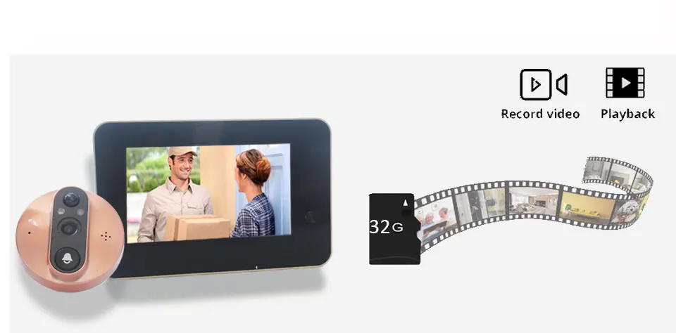 Topvico беспроводная камера Wi-Fi для дверного звонка дверной видео глазок Intercoms 4,3 дюймов Обнаружение движения беспроводной дверной просмотр видео-глаз смарт-кольцо