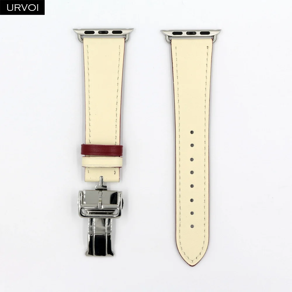Vintage White D Red URVOI раскладной ремешок с пряжкой для Apple Watch 5 4 3 2 1 ремешок для iwatch Ремень Один Тур Дизайн Свифт кожа 38/40 42/44 мм - Цвет ремешка: Vintage White D Red