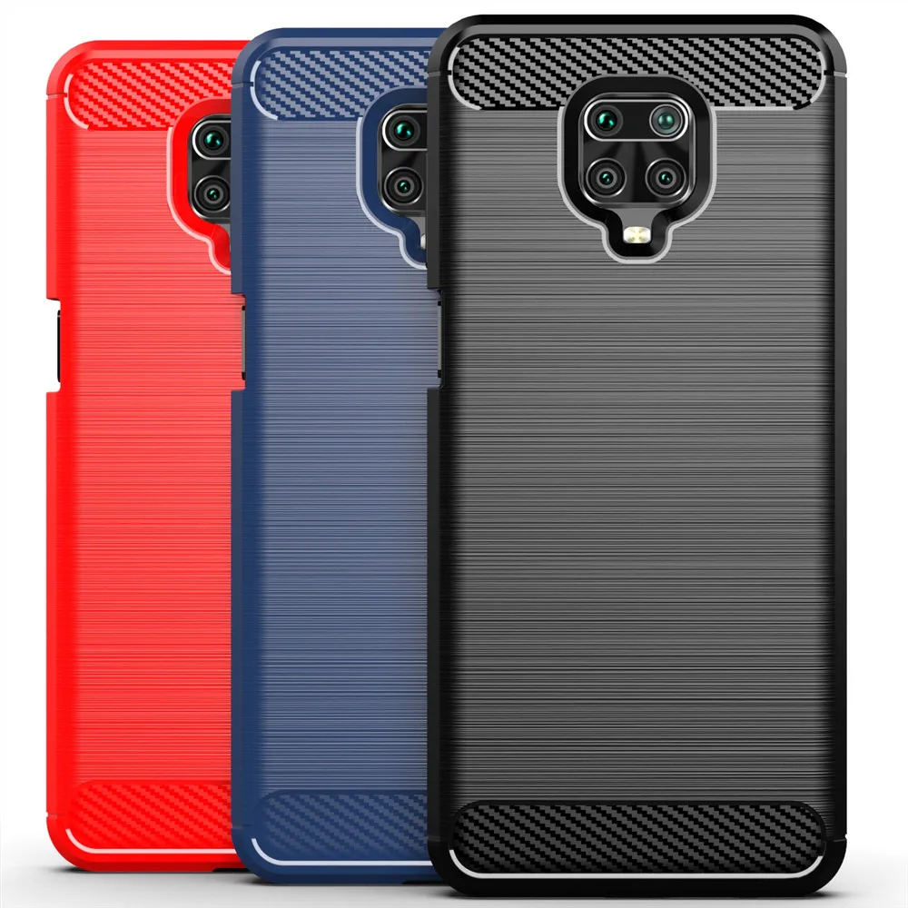 

Luxury Case for Xiaomi Redmi Note 9 Pro 9S Cover Carbon Fiber Texture Brushed Case for Note 9 Pro Max Shockproof phone Cover