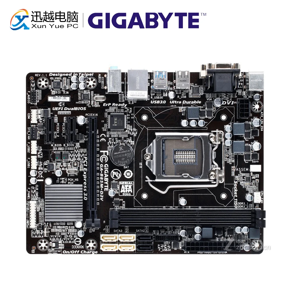 Gigabyte GA-B85M-D2V рабочего Материнская плата B85M-D2V B85 LGA 1150 Core i7 i5 i3 DDR3 16G SATA3 USB3.0 VGA, HDMI, DVI микро-atx корпус