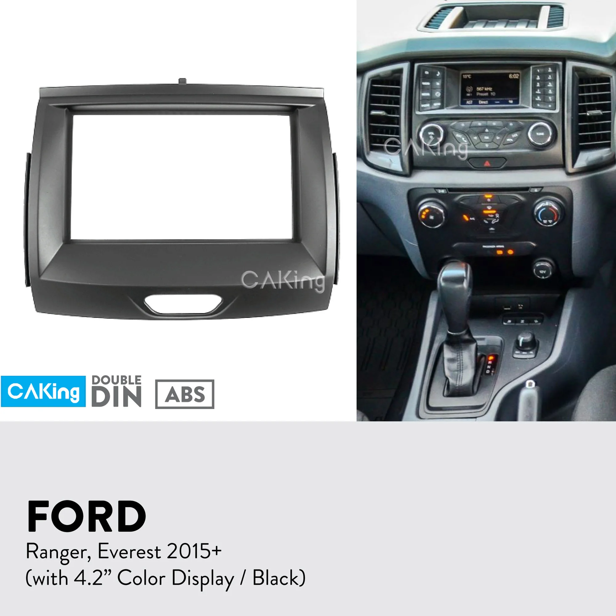 Double Din Car Fascia Radio Panel for FORD Ranger Everest 2015+ Frame Dash Fitting Kit Install Facia Face Plate Bezel Console | Автомобили