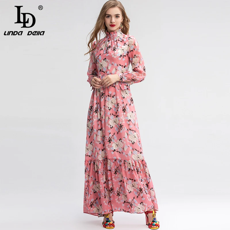 LD LINDA DELLA модное подиумное Макси платье 5XL размера плюс женское винтажное с