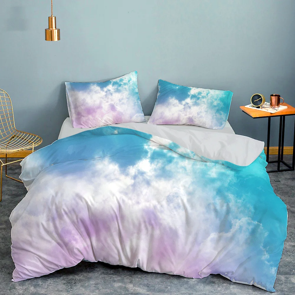 

Soft Double Bed Cover Bedding Set Colorful Sky Duvet Cover Queen King Pillowcase Bedclothes Comforter/Quilt Cover