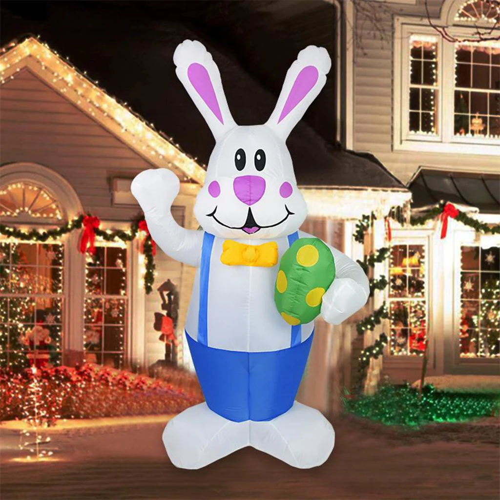 

Large 6ft Tall Lighted Easter Inflatable Bunny with Egg LED Lights Decor, Giant Lighted Outdoor Holiday Yard Lawn Decor