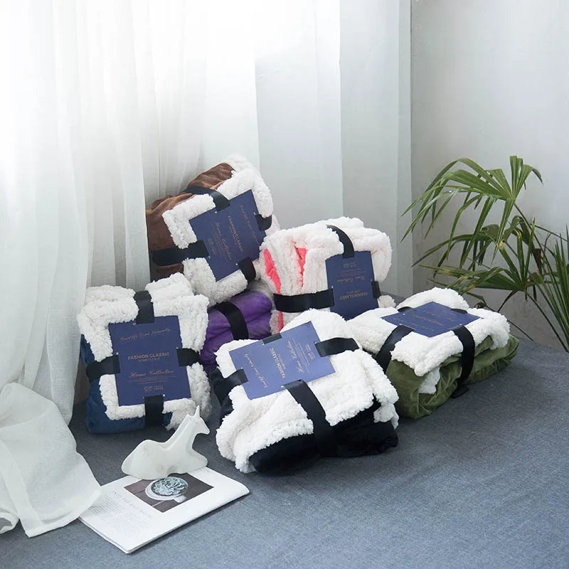 Двухслойное теплое меховое одеяло зимнее бархатное постельное белье покрывало