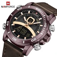 naviforce top brand men quartz watches business waterproof leather luminous dual time chronograph watches men relogio masculino